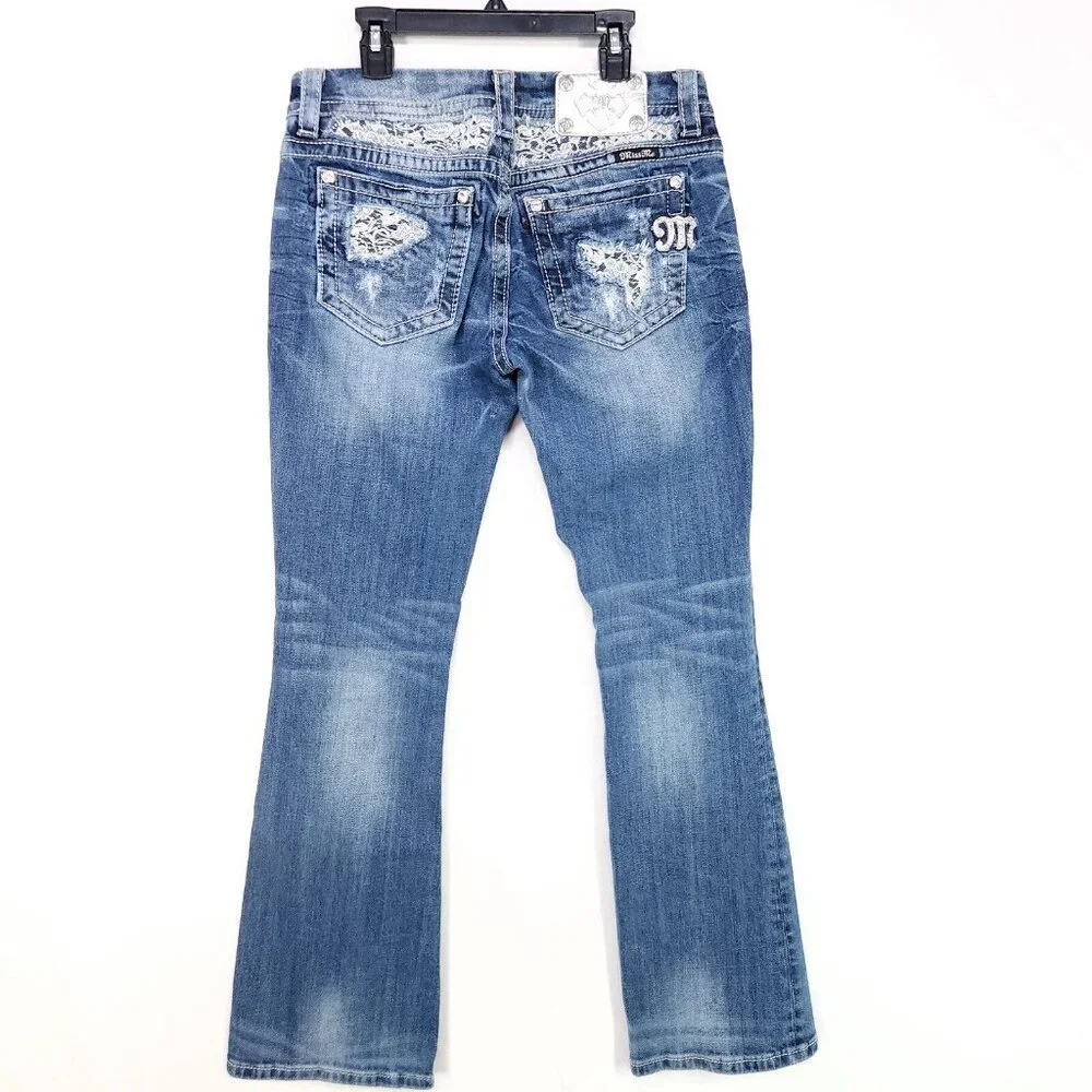 Miss Me Jeans Women Size 28 Blue Signature Rise Boot Stretch Thick Stitch_2